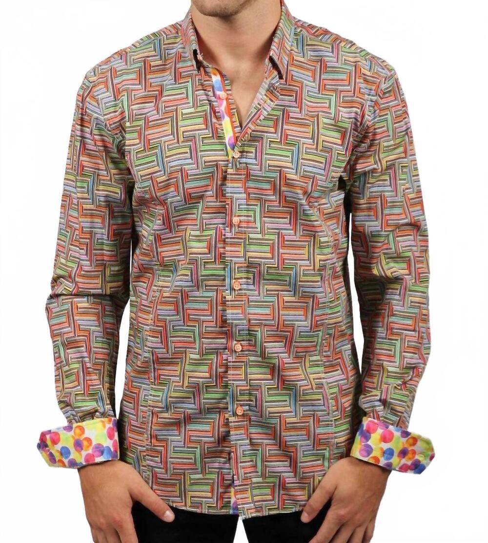 NEW EIGHT X pattern button down print shirt in multi
